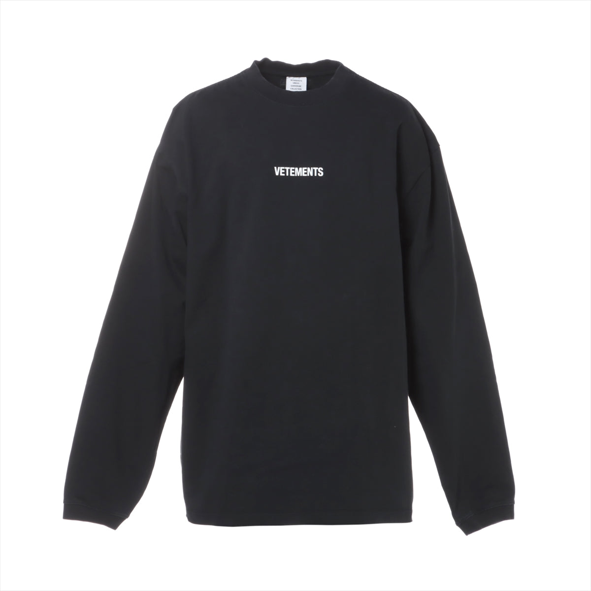 ヴェトモン コットン ロングTシャツ L メンズ ブラック  クルーネックオーバーサイズロゴ刺繡 UE52TR280B
