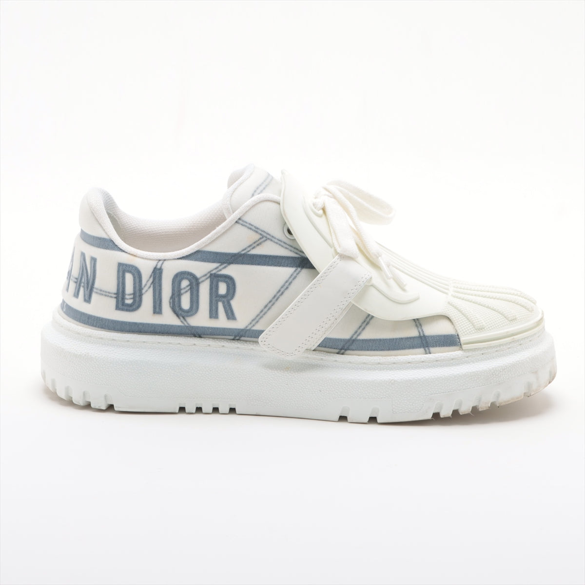 クリスチャンディオール ファブリック スニーカー 37.5 レディース グレー×ホワイト DIOR-ID