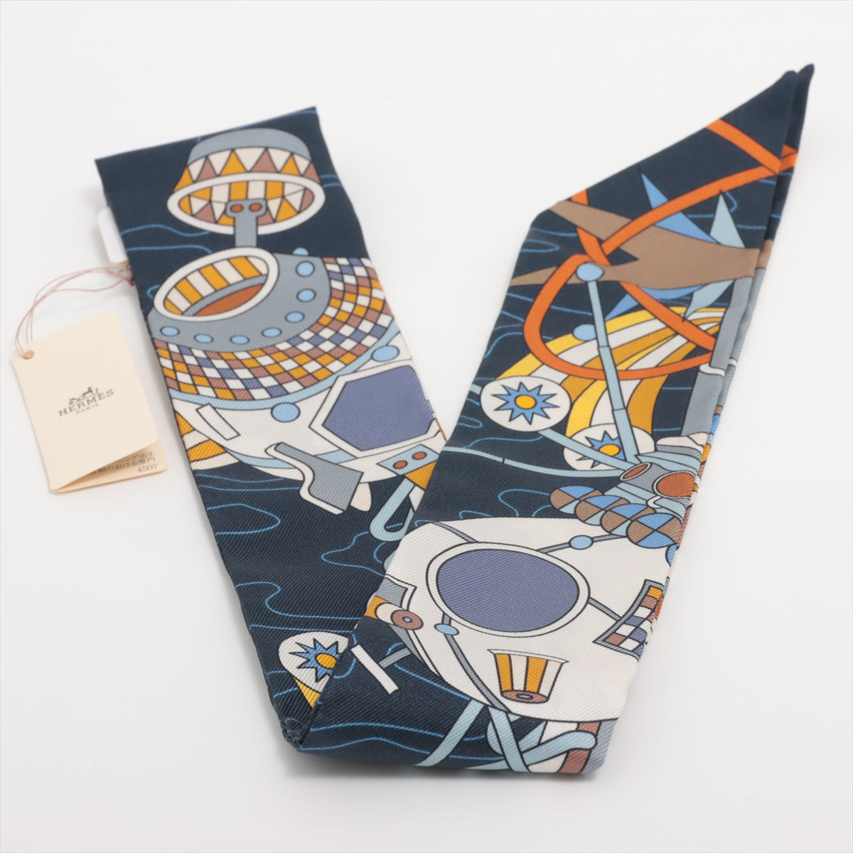 エルメス ツイリー HERMES SCARF ODYSSEY スカーフ シルク ネイビー