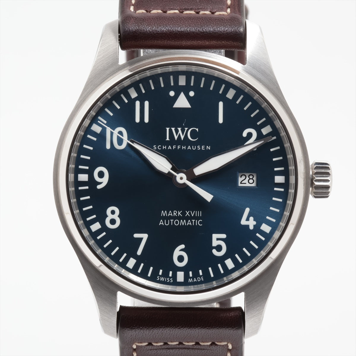 IWC パイロット マーク XVIII プティ・プランス IW327010 SS×革 AT 青文字盤 ｜a2526764｜中古ブランド品・ブランド古着通販｜ALLU（アリュー）