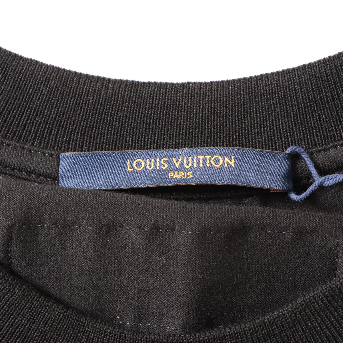 ルイヴィトン 21SS コットン Tシャツ XL メンズ ブラック  カートゥーン LV ロゴ RM211M