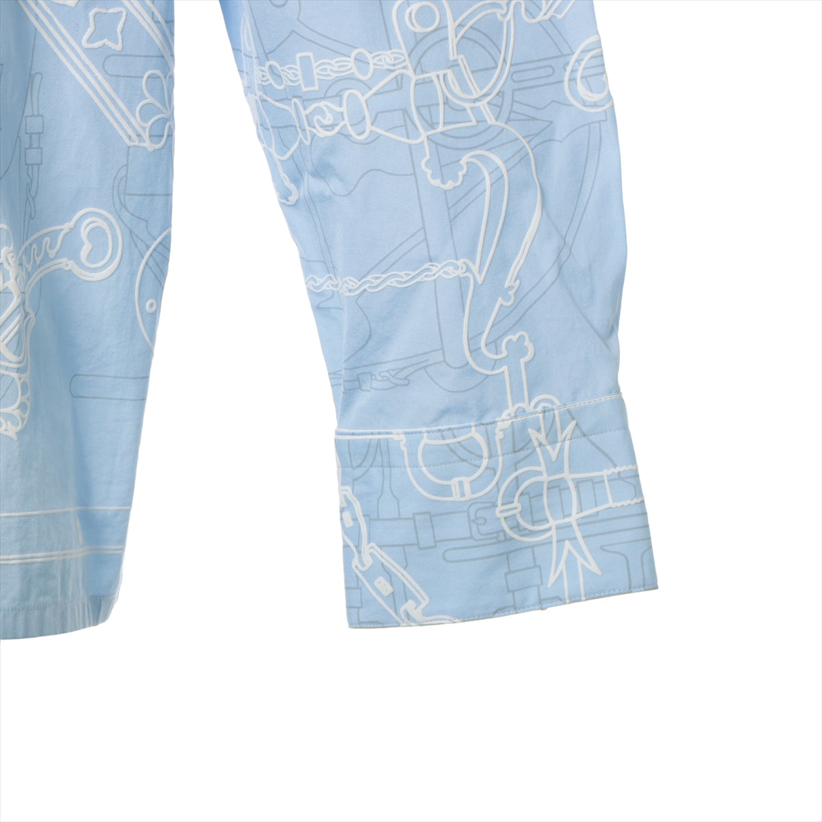 エルメス セリエ コットン シャツ 39 メンズ ブルー  3Dプリント Sマークあり