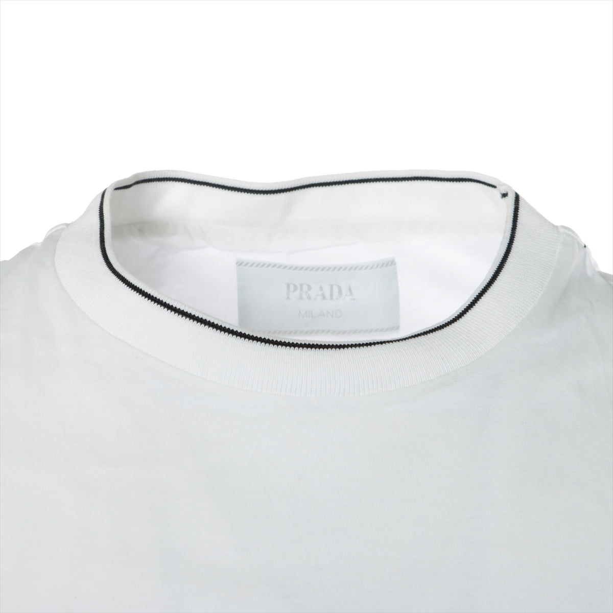 プラダ 22SS コットン×ナイロン Tシャツ XL メンズ ホワイト ロゴ ...