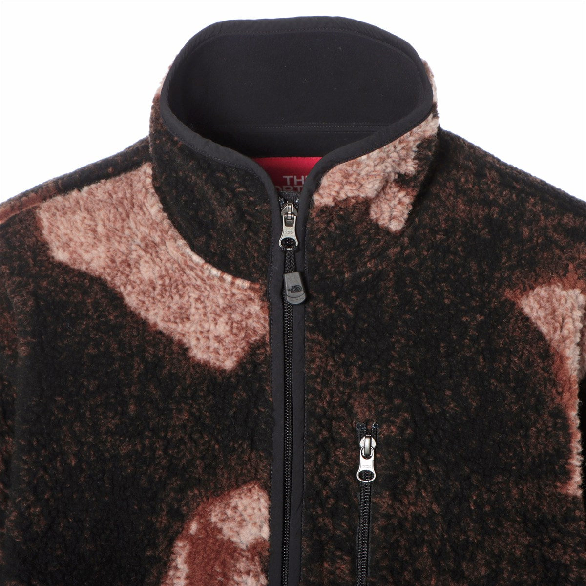 シュプリーム×ノースフェイス 21AW ポリエステル フリースジャケット L メンズ ブラウン  Bleached Denim Print Fleece Jacket NA52100I