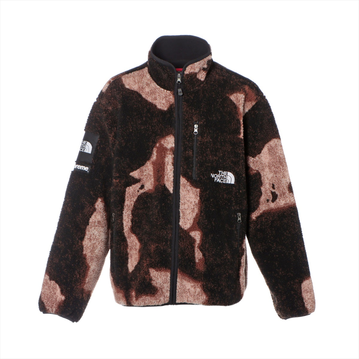 シュプリーム×ノースフェイス 21AW ポリエステル フリースジャケット L メンズ ブラウン  Bleached Denim Print Fleece Jacket NA52100I