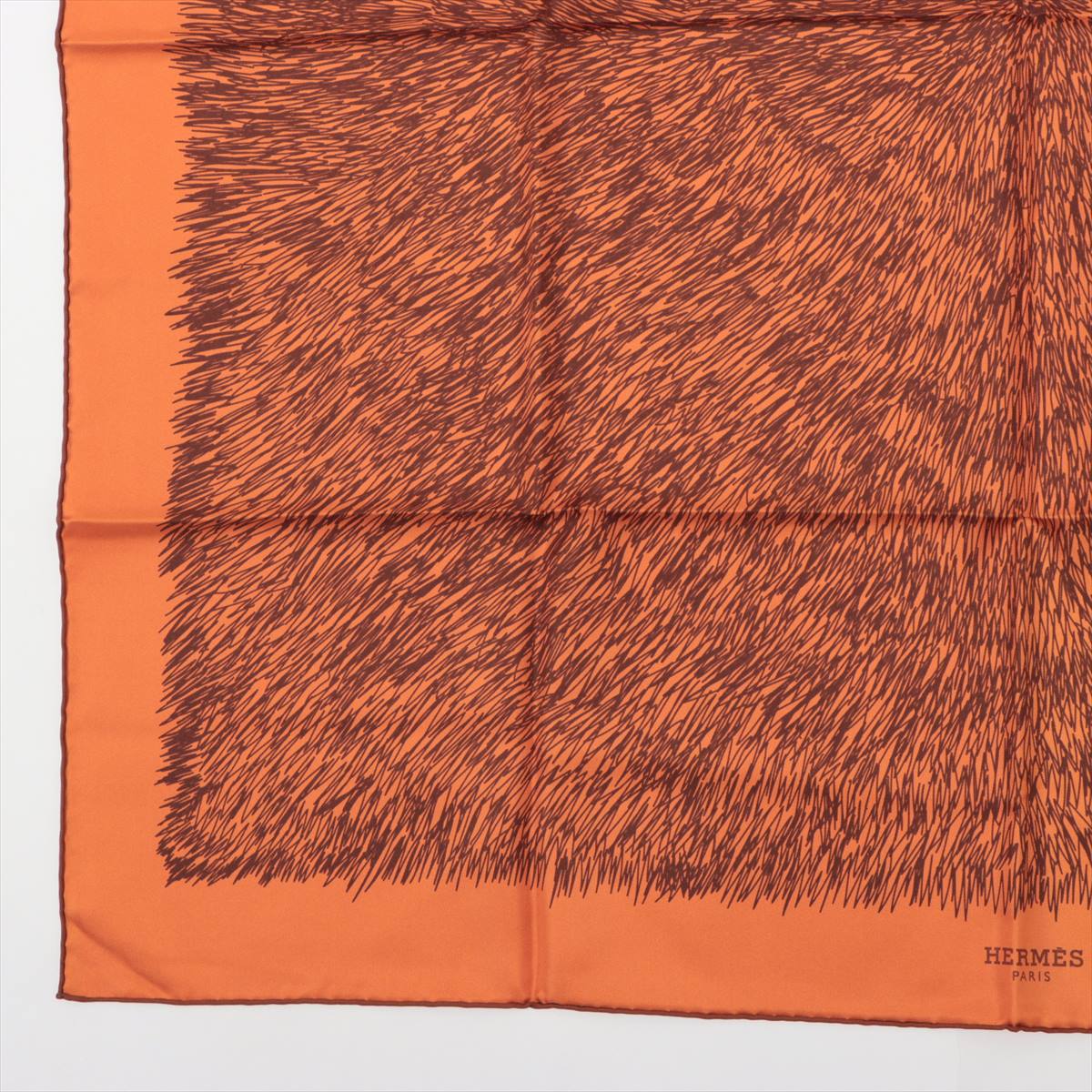エルメス カレ90 スカーフ シルク オレンジ イラストタッチ グラフィック