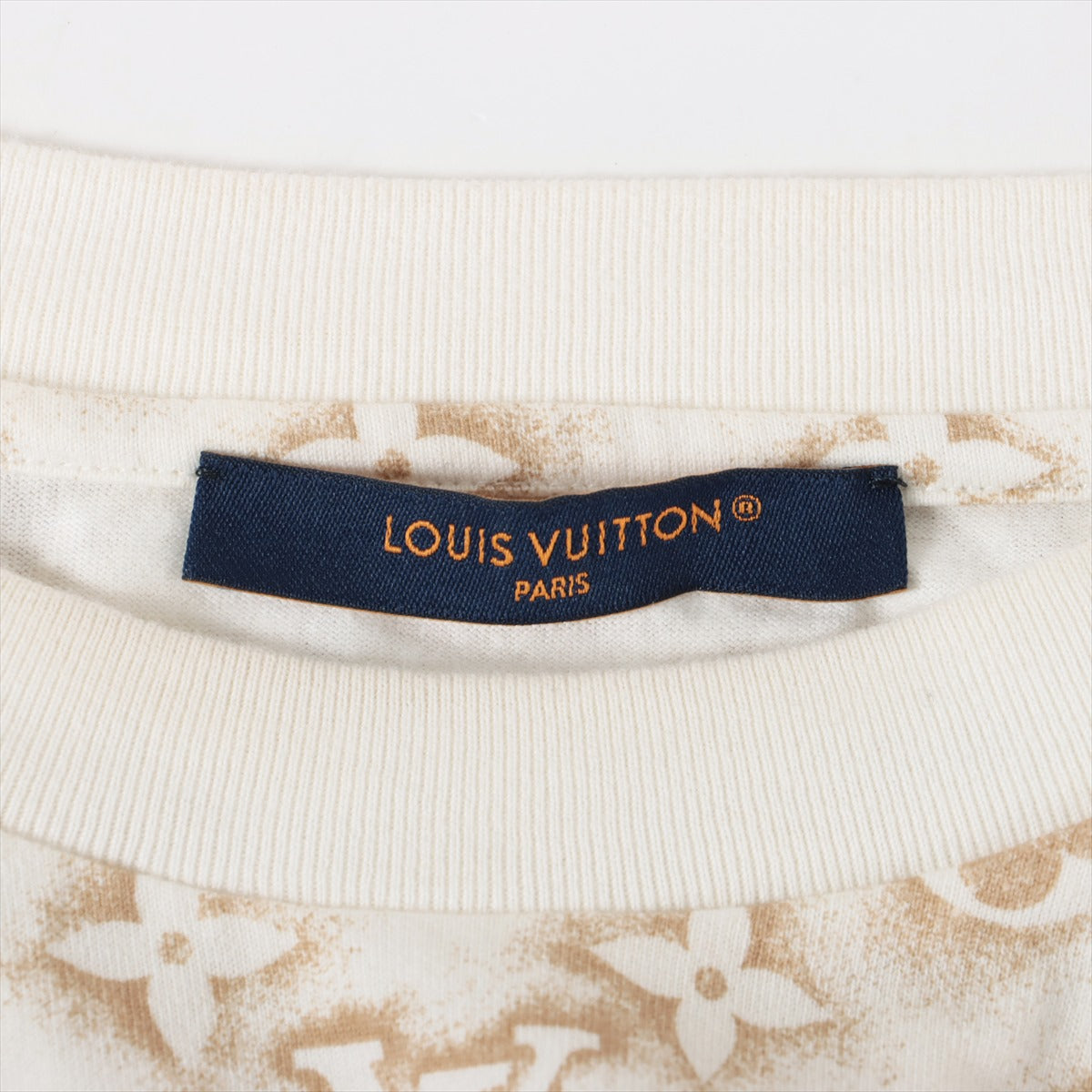 ルイヴィトン 23AW コットン Tシャツ S メンズ ベージュ×ホワイト  モノグラム インサイドアウト RM232M