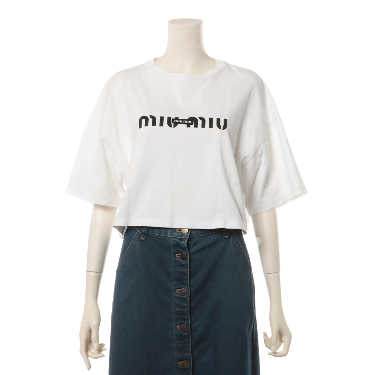 ミュウミュウ 22年 コットン Tシャツ XS レディース ホワイト MJN385  クロップド｜a2683664｜中古ブランド品・ブランド古着通販｜ALLU（アリュー）