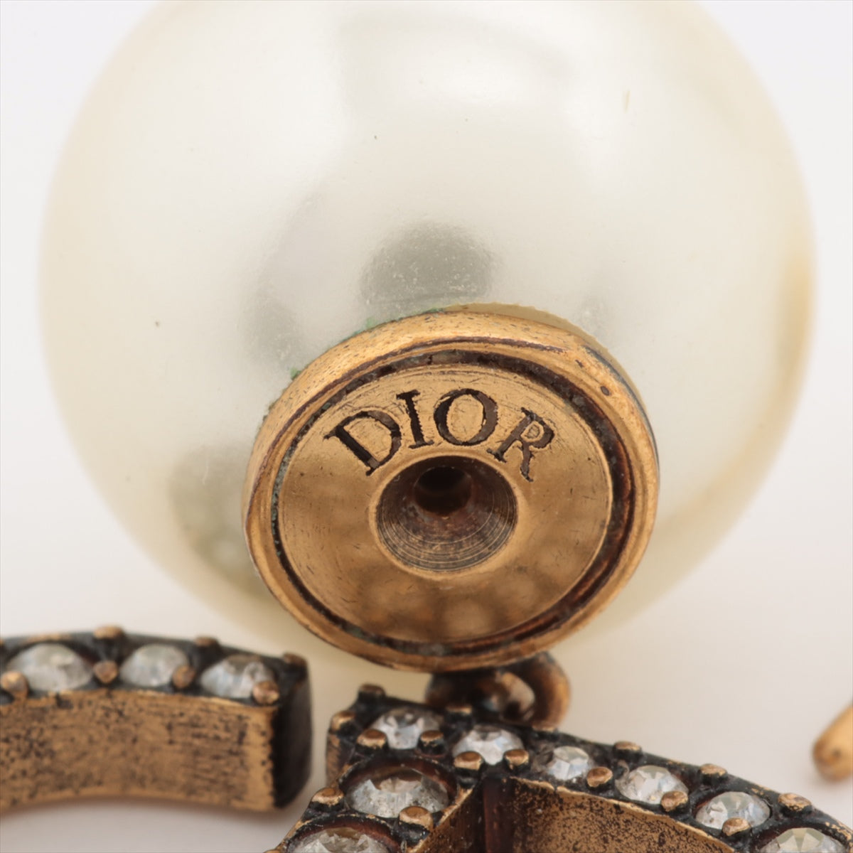 クリスチャンディオール Dior Tribales  ディオール トライバル ピアス(両耳用 片方のみ) GP×ラインストーン×フェイクパール ゴールド