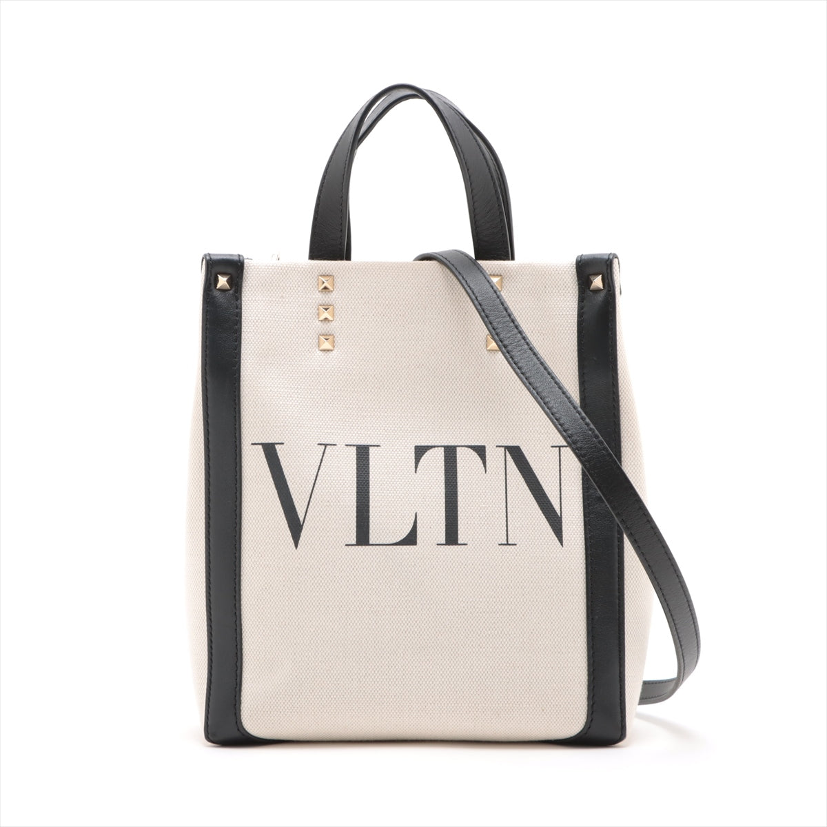 ヴァレンティノ VLTN キャンバス×レザー 2WAYハンドバッグ ブラック 香水臭強め