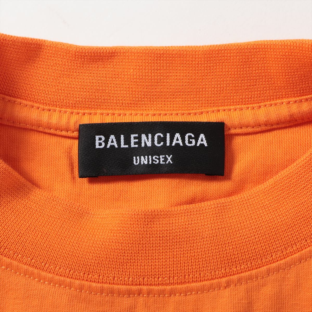 バレンシアガ 21年 コットン×ポリエステル ロングTシャツ L メンズ ブラック×オレンジ  671401 袖レイヤード
