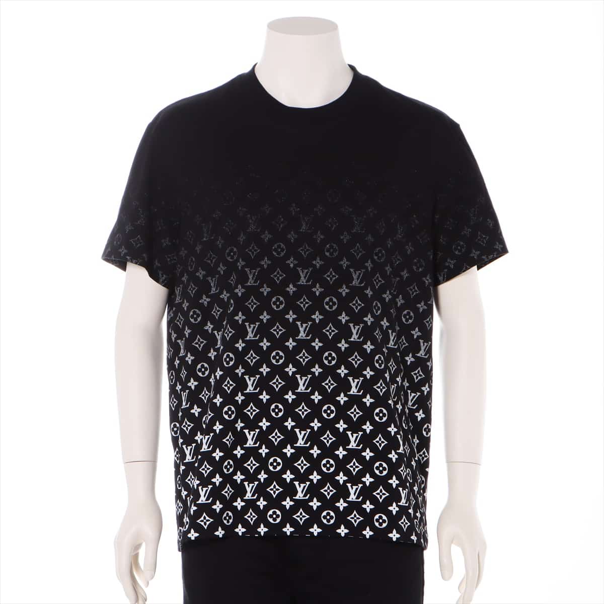 ルイヴィトン RM202 コットン Tシャツ L メンズ ブラック×ホワイト  モノグラムグラディエント