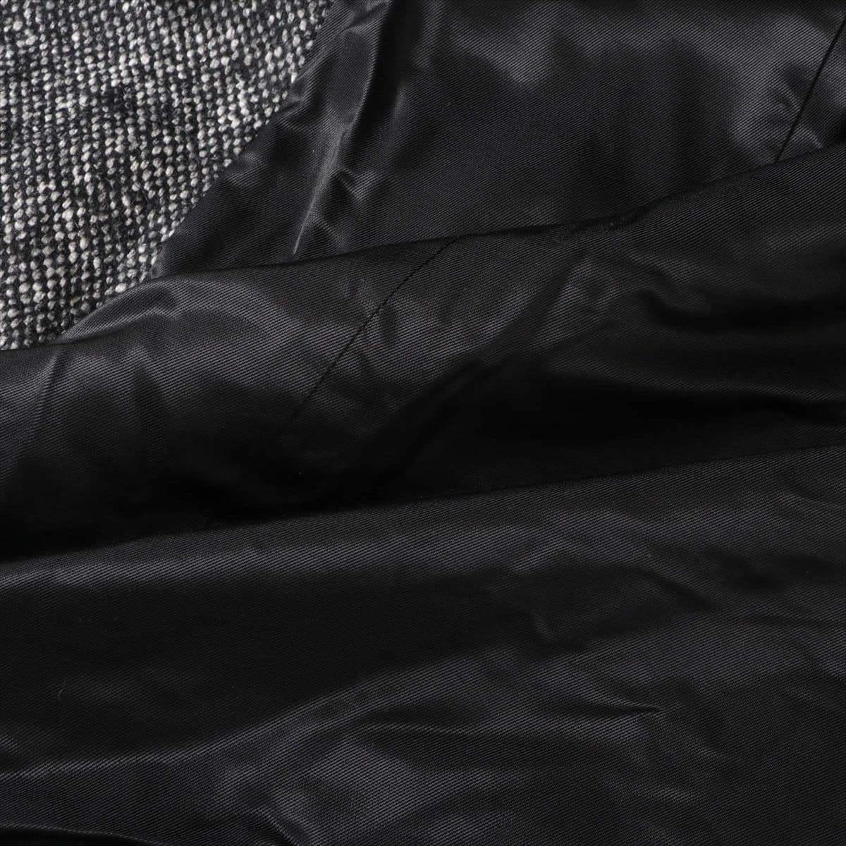 アニエスベー ツイード ステンカラーコート 44 メンズ ブラック