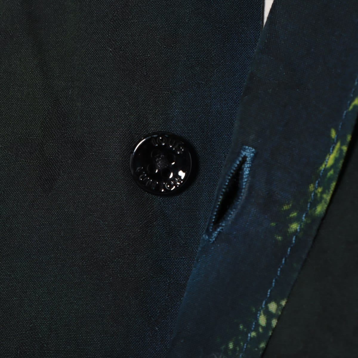 ルイヴィトン 21AW コットン シャツ S メンズ グリーン×ブルー   RM212M 【クリーニング済】