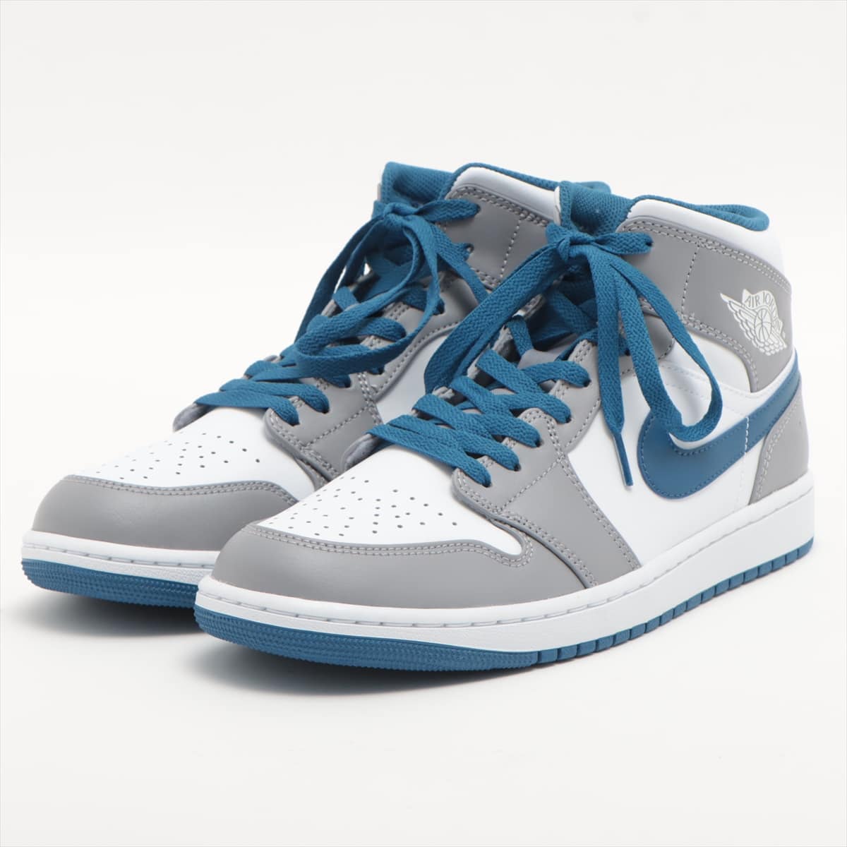 ナイキ レザー ハイカットスニーカー 28.0cm メンズ ブルー×グレー DQ8426-014 Air Jordan 1 Mid True Blue