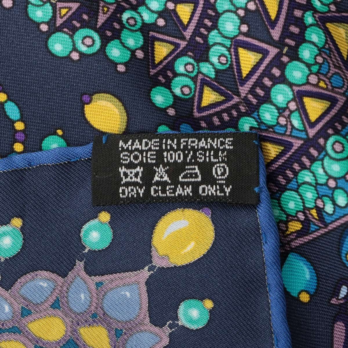 エルメス カレ90 PARURES DES MAHARAJAS マハラジャの装身具 スカーフ シルク ネイビー