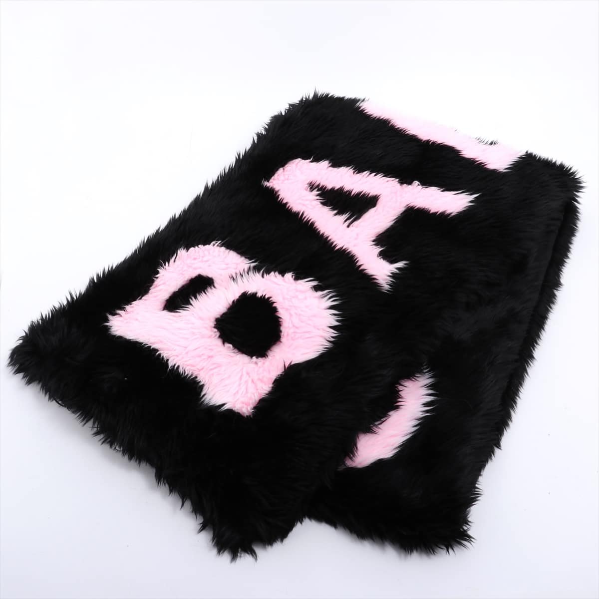 バレンシアガ ロゴ ストール アクリル 黒×ピンク
