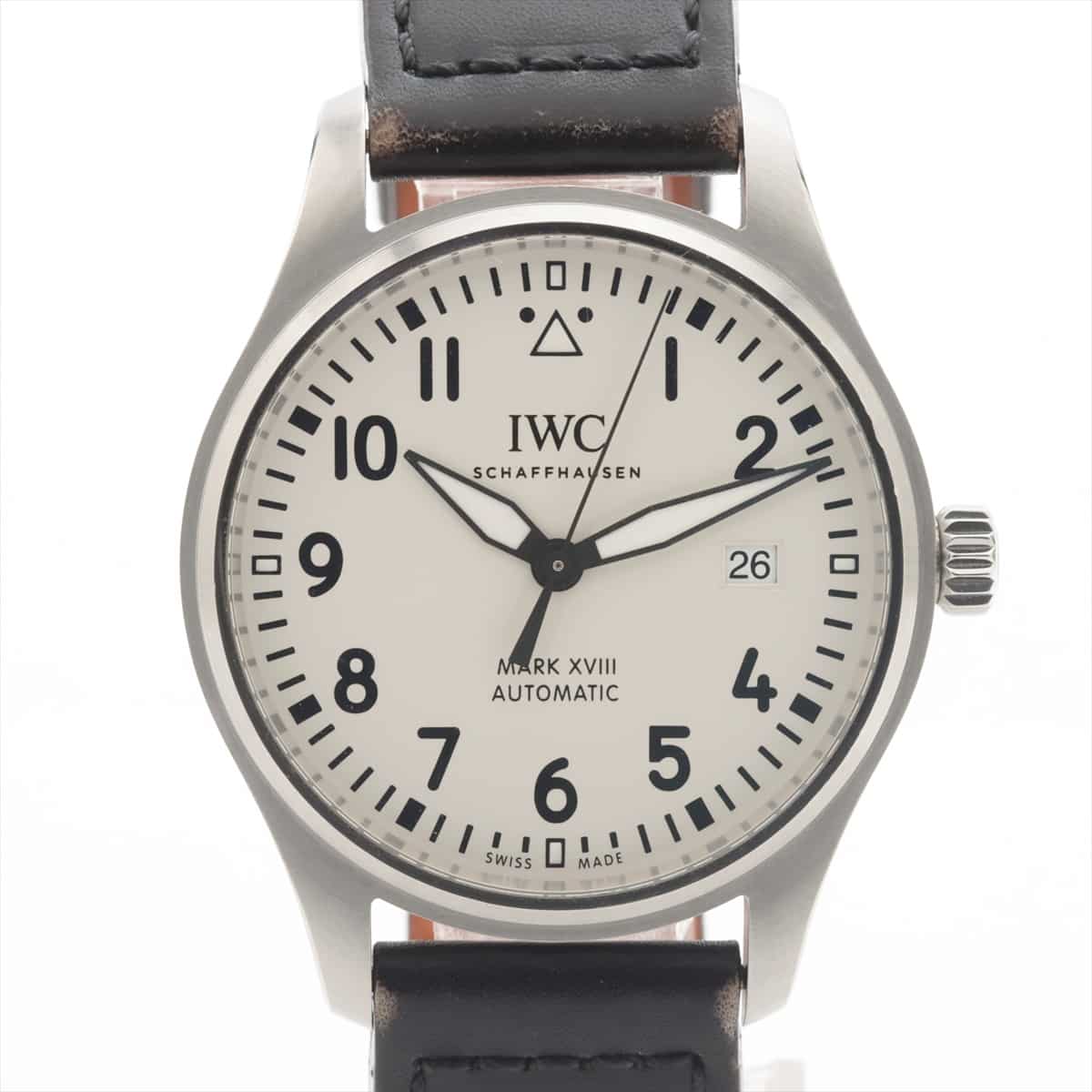 IWC パイロットウォッチ マークⅩⅧ IW327002 SS×革 AT 白文字盤