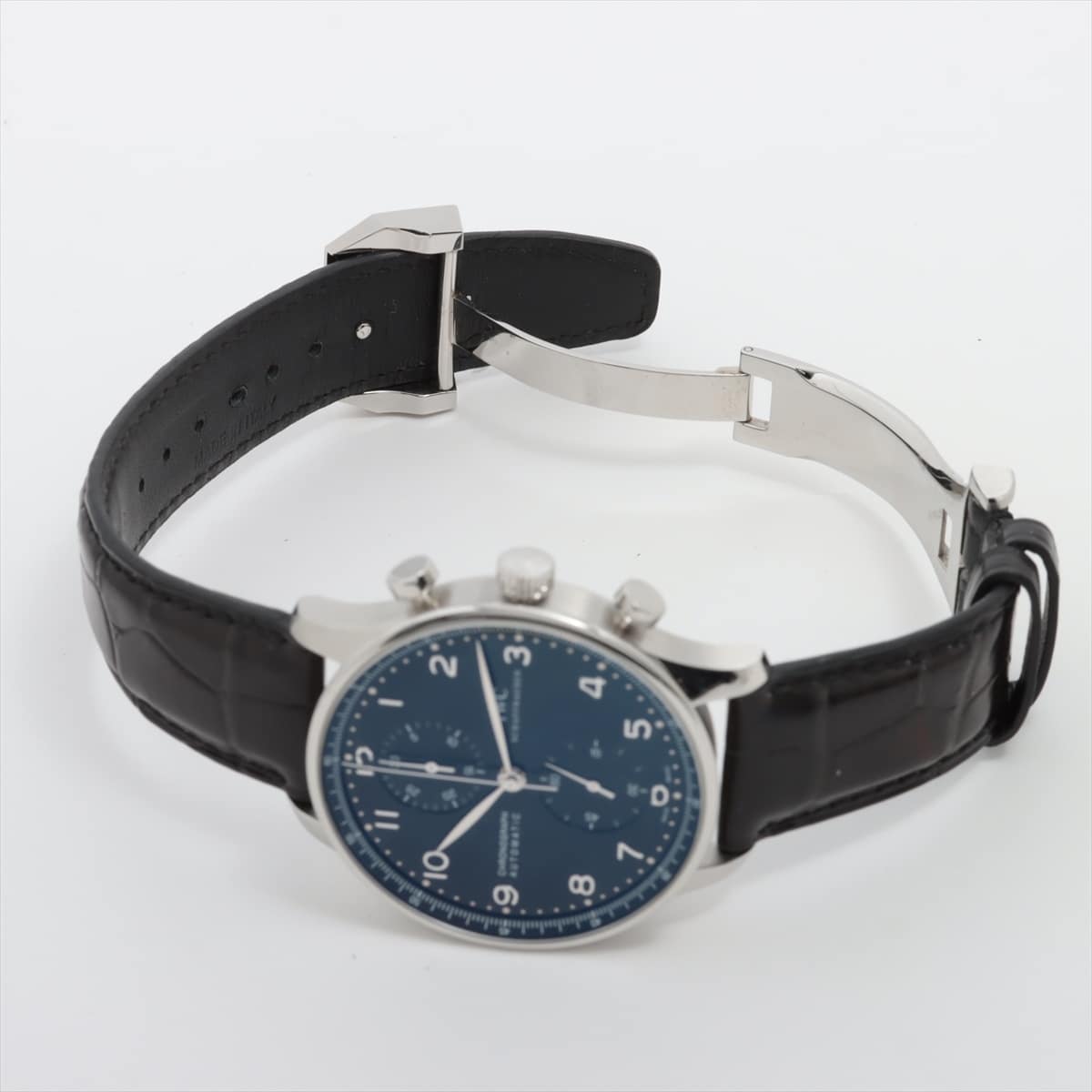 IWC ポルトギーゼ IW371447 SS×革 AT 黒文字盤