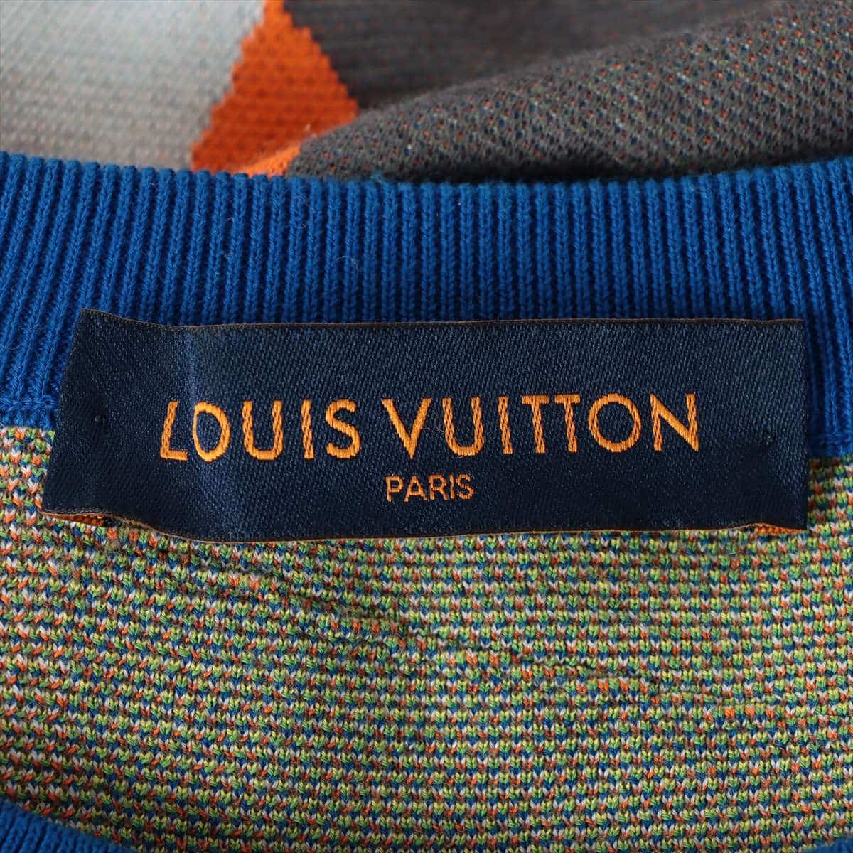 ルイヴィトン 21SS コットン Tシャツ L メンズ ブルー  RM211M LVMインターシャTシャツ