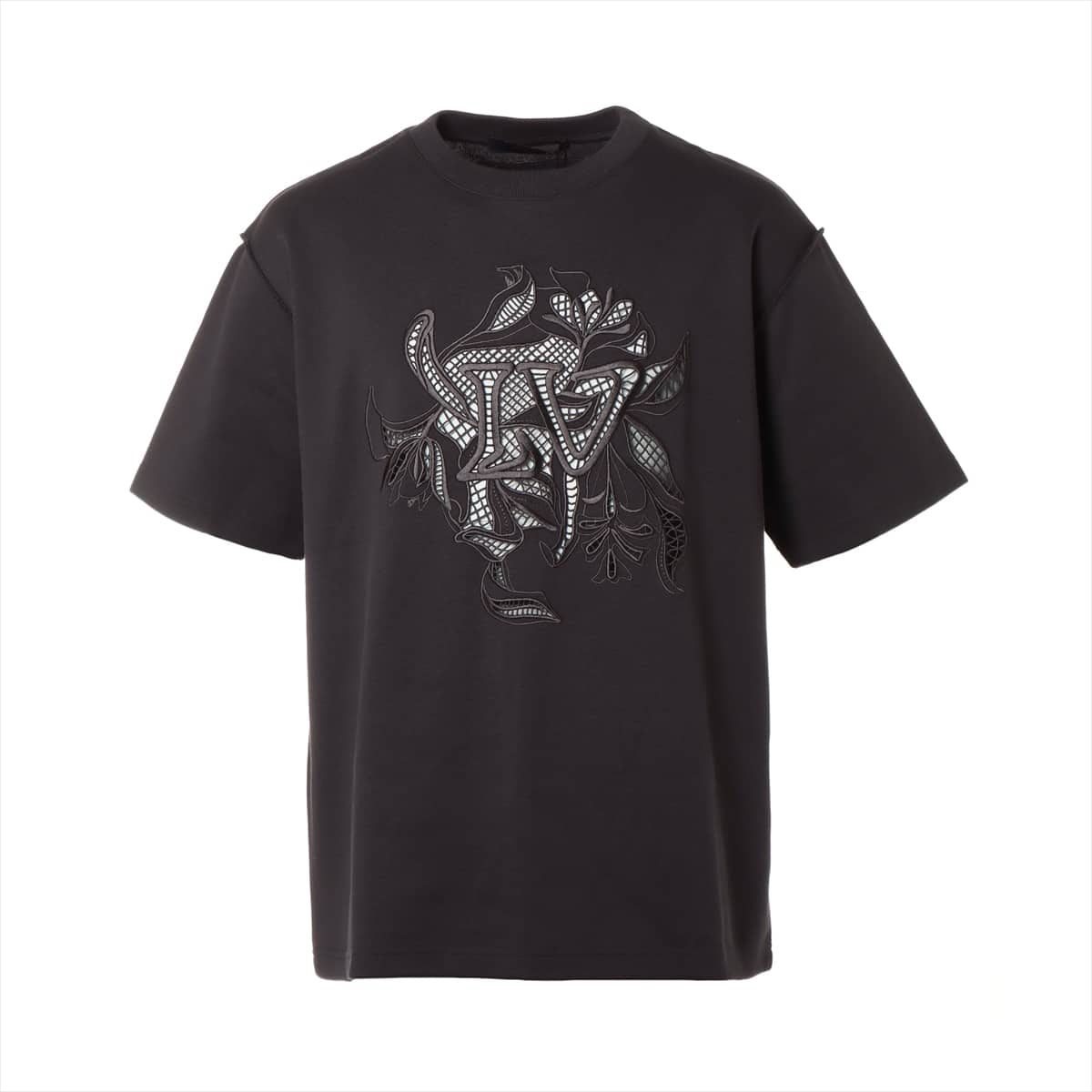 ルイヴィトン 20SS コットン Tシャツ L メンズ グレー  RM201 LVヴェジェトゥル レース  エンブロイダリー