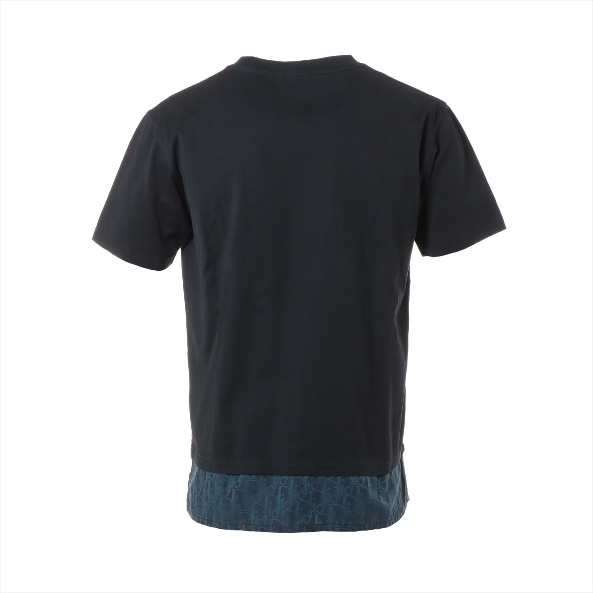 ディオール オブリーク 21SS コットン×シルク Tシャツ S メンズ ブラック×ネイビー  レイヤードオーバーサイズシャツ 113J632A0677