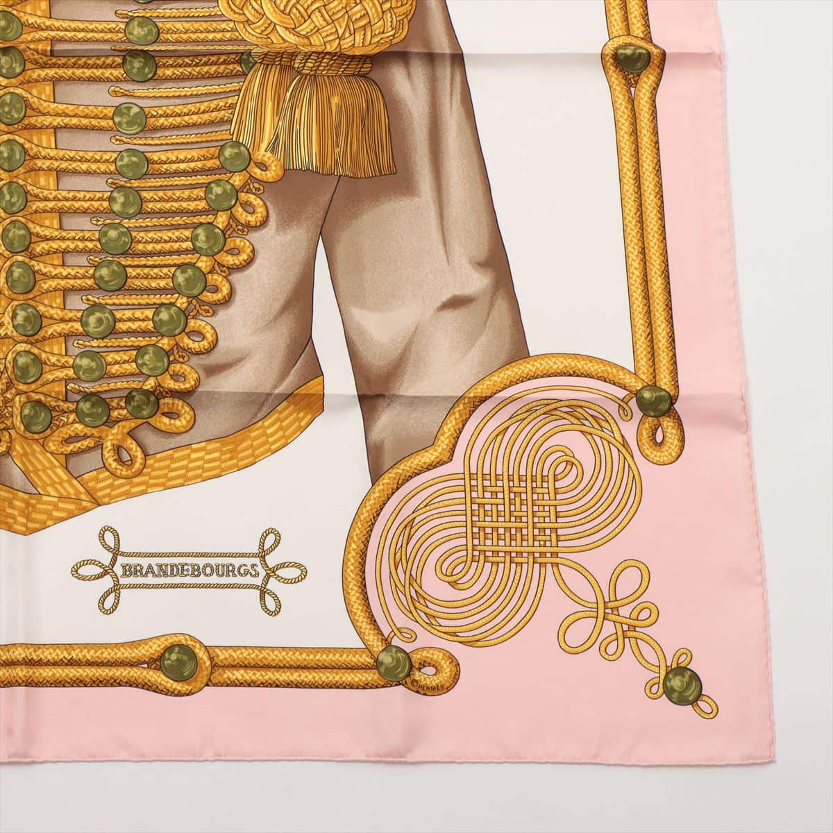エルメス カレ90 BRANDEBOURGS ブランデンブルク飾り スカーフ シルク ピンク