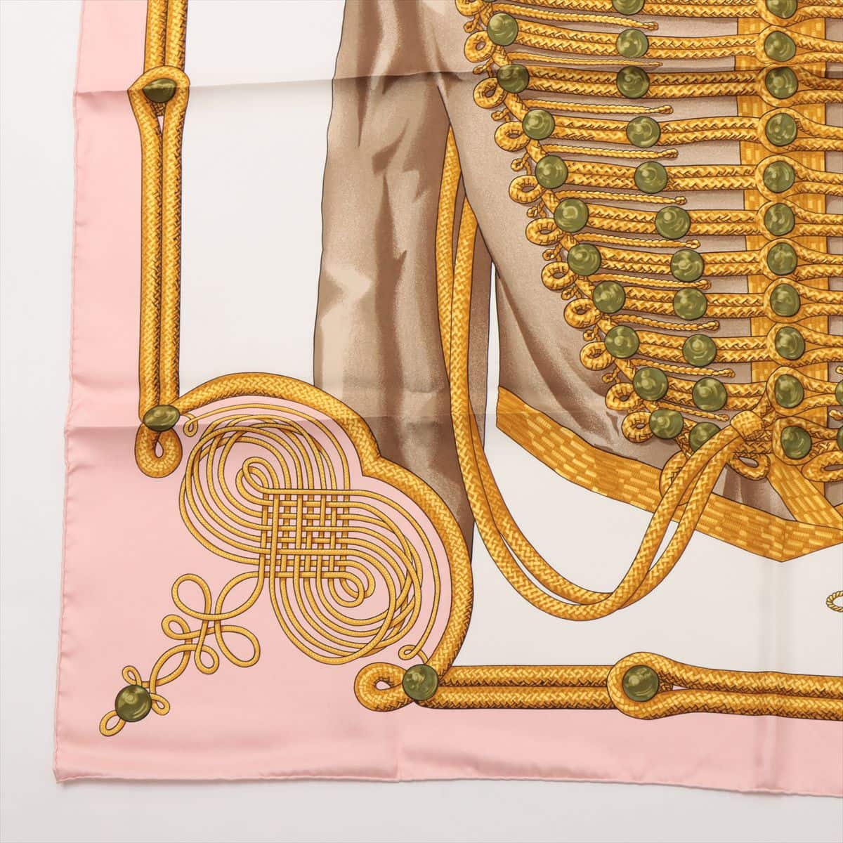 エルメス カレ90 BRANDEBOURGS ブランデンブルク飾り スカーフ シルク ピンク