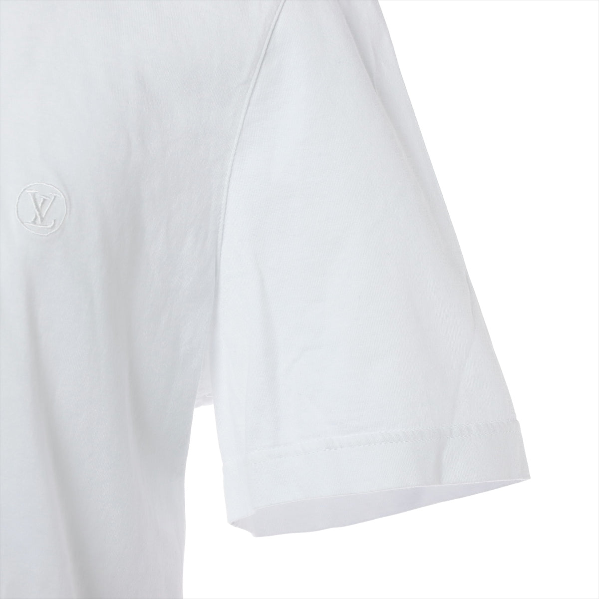 ルイヴィトン 20SS コットン Tシャツ L メンズ ホワイト  Vネック LVサークルロゴ