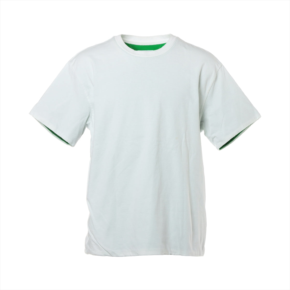 ボッテガヴェネタ 2022 コットン Tシャツ M メンズ ホワイト×グリーン  ダブルレイヤーコットンジャージー
