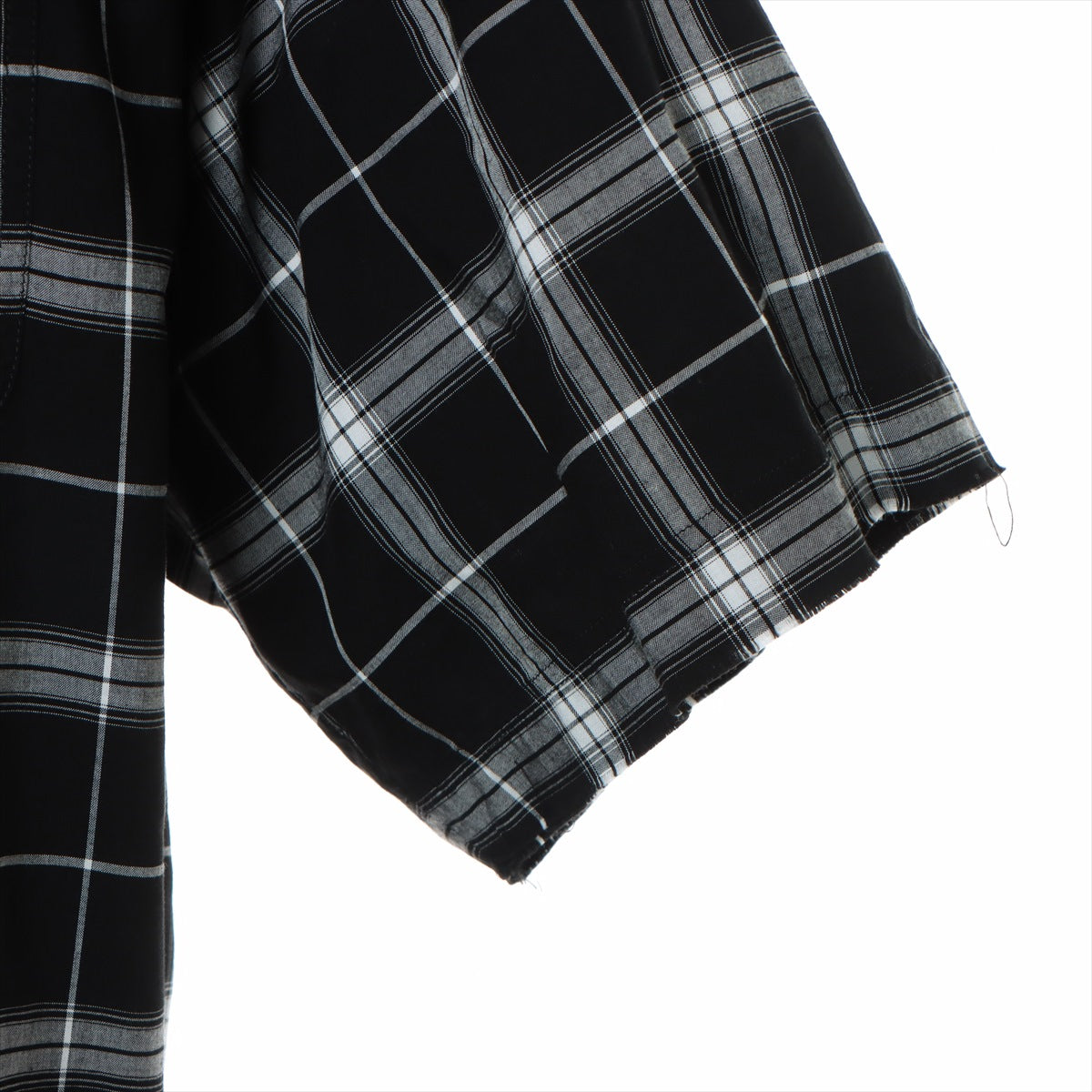 バレンシアガ 18AW レーヨン シャツ 38 メンズ ブラック×ホワイト  ネックロゴ 半袖 オーバーサイズ