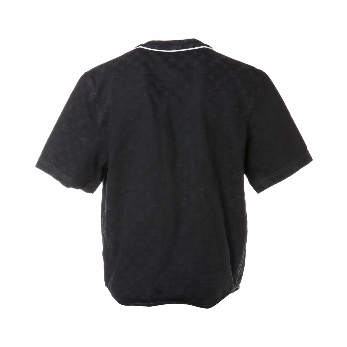 ルイヴィトン 23AW コットン デニムシャツ M メンズ ブラック  RM232M モノグラムデニム ベースボール半袖シャツ