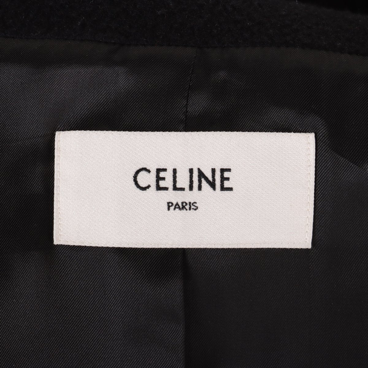 セリーヌ オム ウール ブルゾン メンズ ブラック CELINE PARISパッチ付き カレッジパーカー ダブルフェイス 2V73S553R