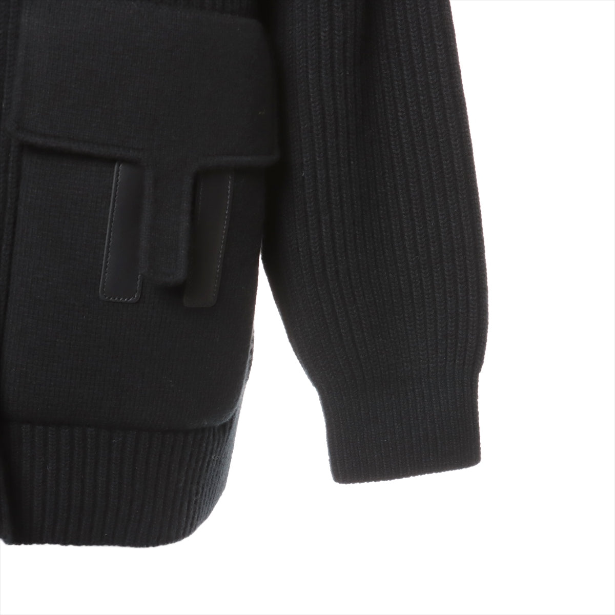 ラリサの古着屋美品✨希少✨エルメス ドライバーズニット ブラック ウール ジップ レザー