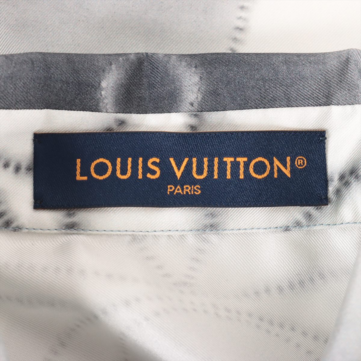ルイヴィトン 23SS シルク シャツ L メンズ グレー×ホワイト  RM231 フラワーシボリシルクパジャマシャツ