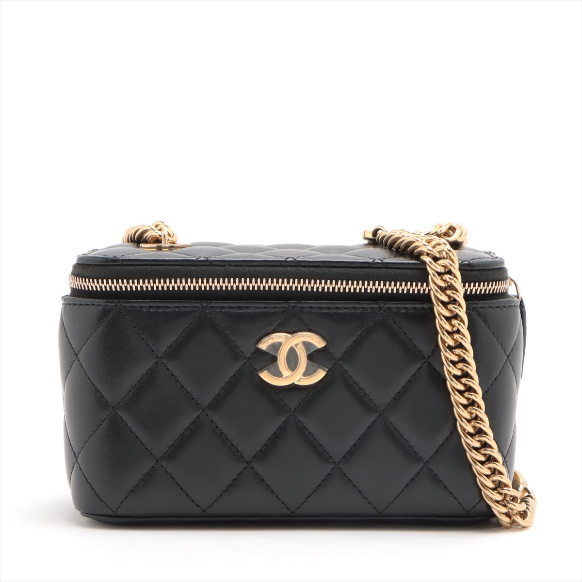 CHANEL シャネル バニティ ショルダー ラムスキン ブラック マトラッセ