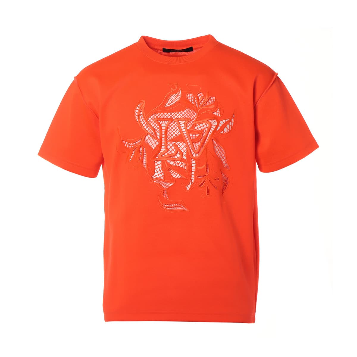 ルイヴィトン 20SS ポリエステル×コットン Tシャツ XS メンズ オレンジ RM201 LVヴェジェトゥルレースエンブロイダリー