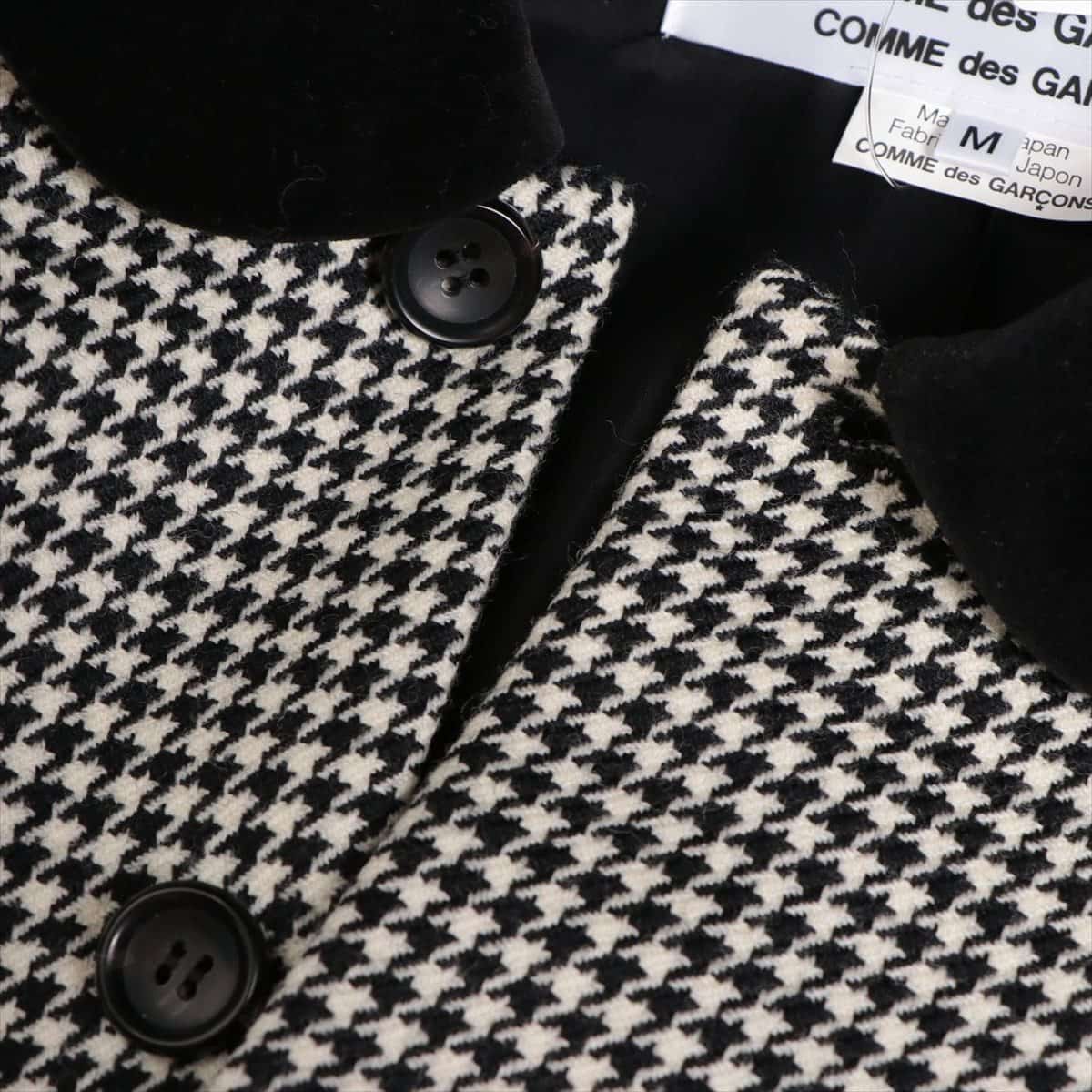 コムデギャルソン ウール ジャケット M レディース ブラック×ホワイト ベロア使用 コムコム AD2012