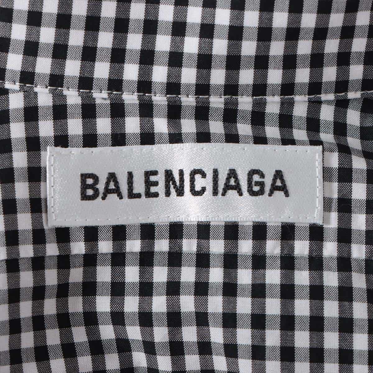 バレンシアガ 20年 コットン チェックシャツ 34 レディース ブラック×ホワイト  バックロゴ 622050