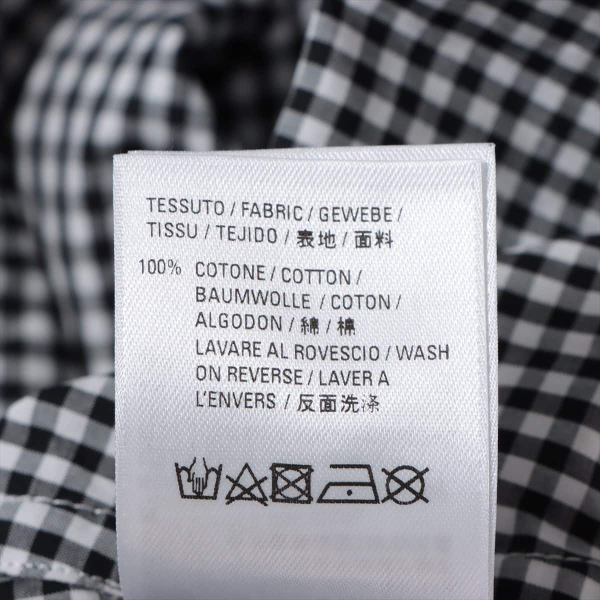 バレンシアガ 20年 コットン チェックシャツ 34 レディース ブラック×ホワイト  バックロゴ 622050
