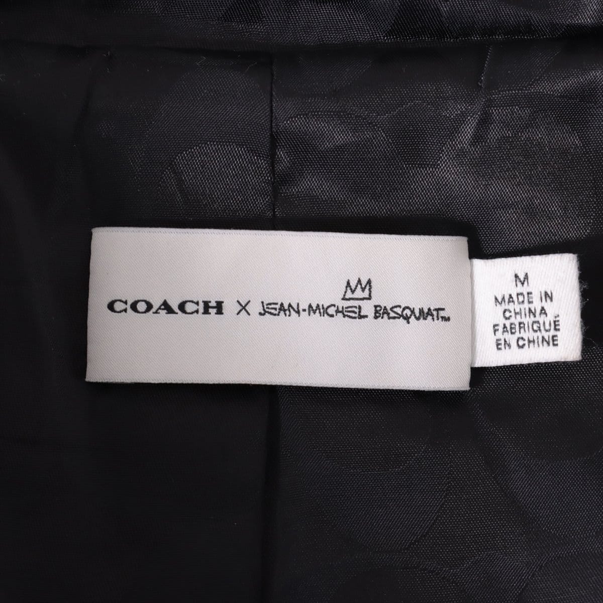 コーチ×バスキア ラム レザージャケット M メンズ ブラック  刺繍 フード取り外し可能