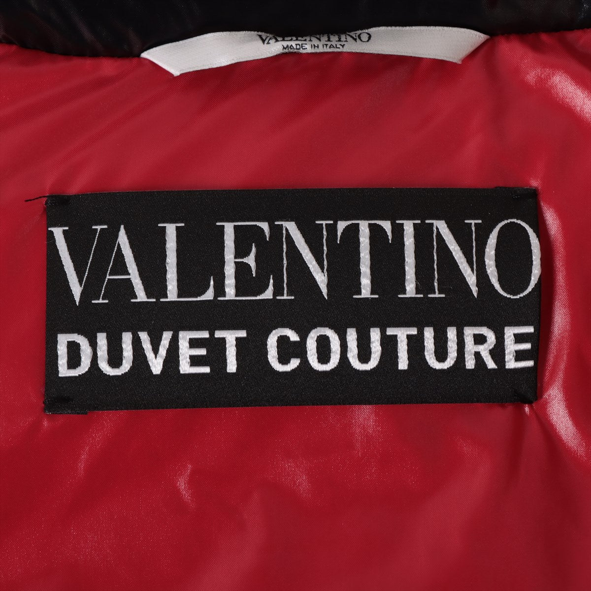 ヴァレンティノ ポリエステル×ナイロン ダウンジャケット 40 レディース ブラック×レッド  DUVET COUTURE 袖ワンポイント