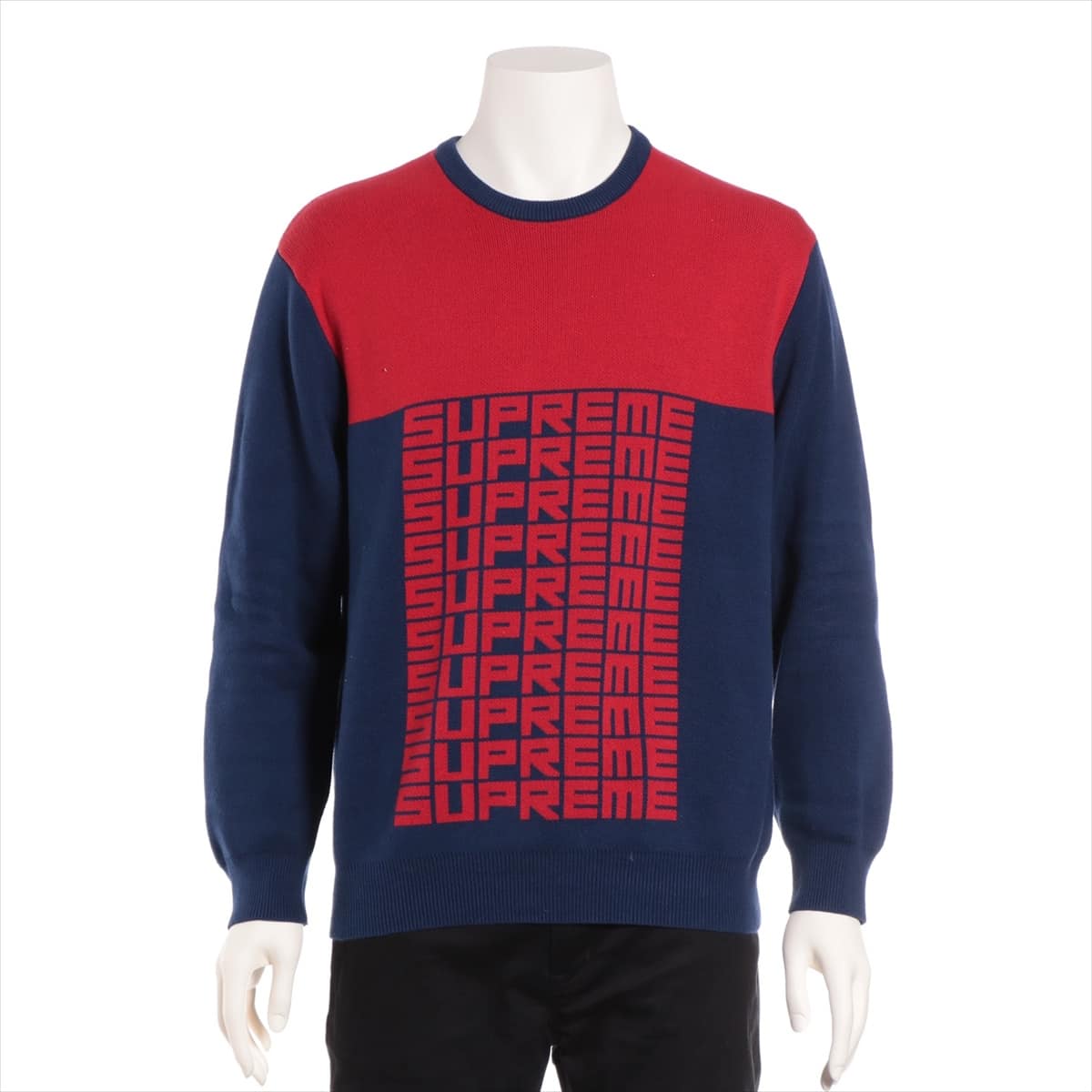 シュプリーム ニット セーター サイズM メンズ レッド 18AW Logo Repeat Sweater リピーターロゴニット