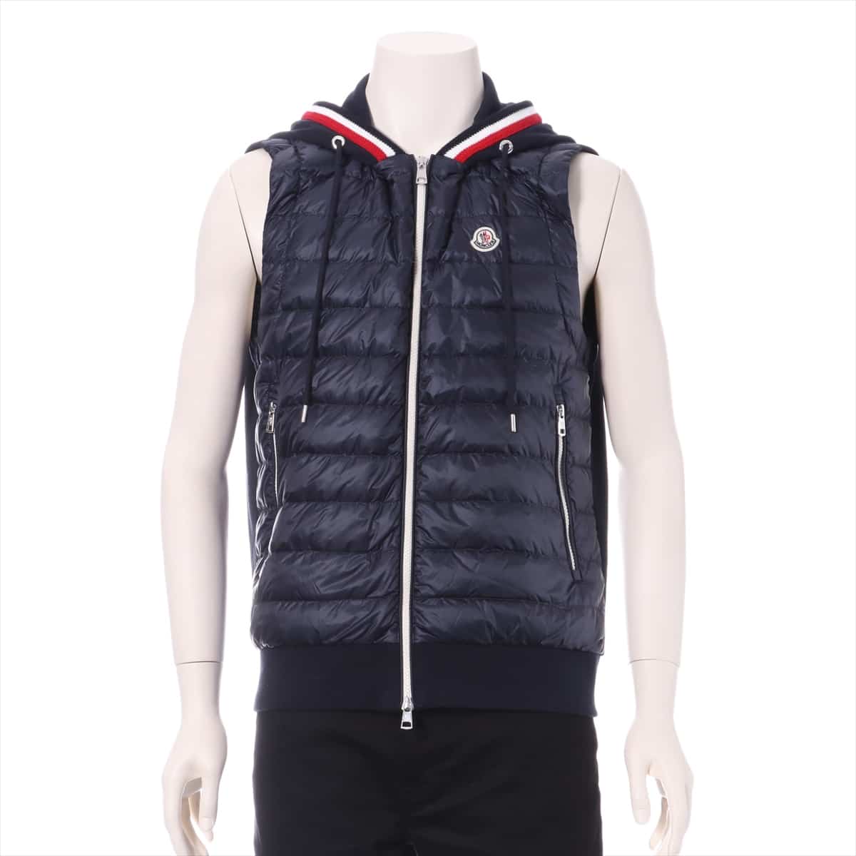 モンクレール 17年 コットン×ナイロン ダウンベスト L メンズ ネイビー  GILET