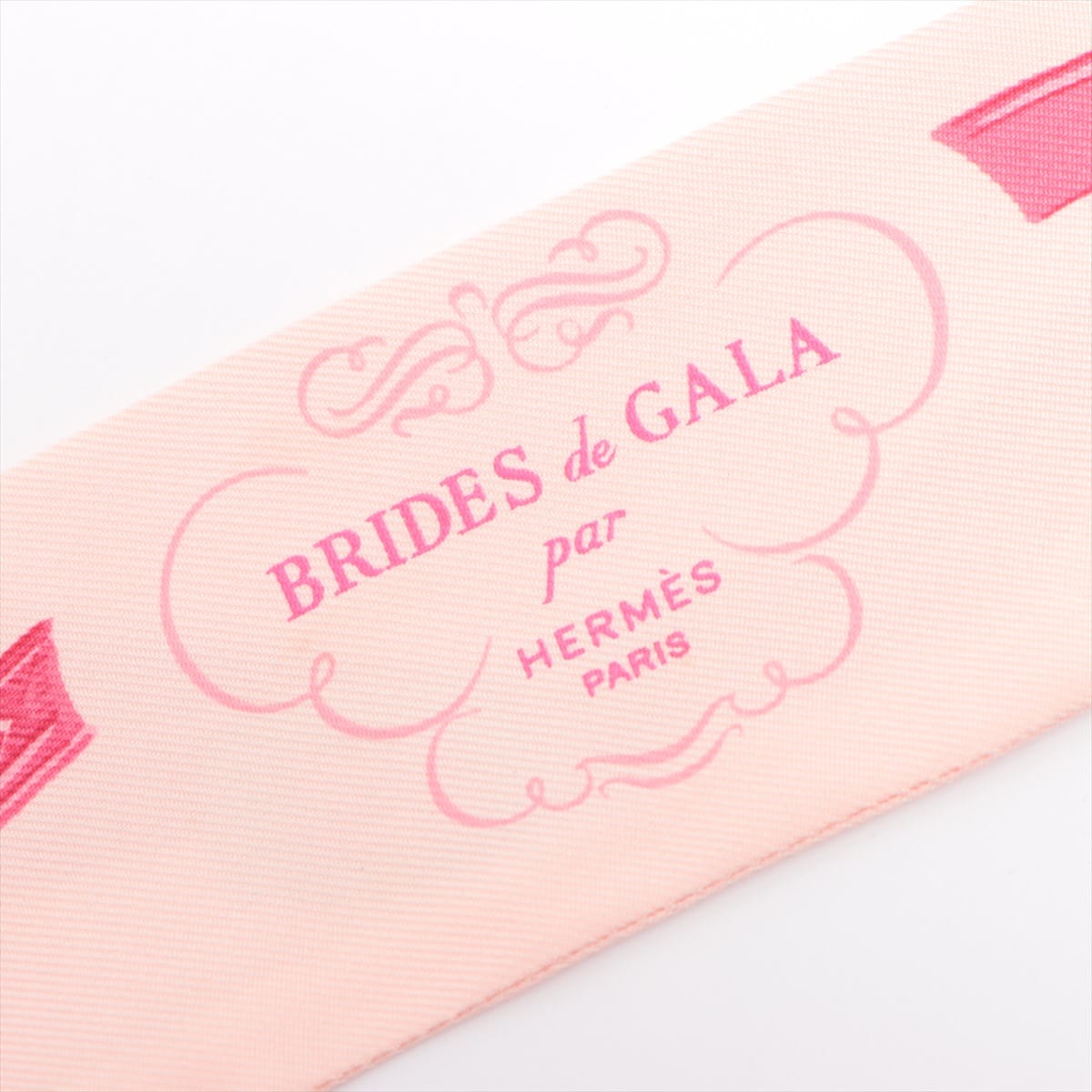 エルメス ツイリー BRIDES de GALA 式典用馬勒 スカーフ シルク ピンク
