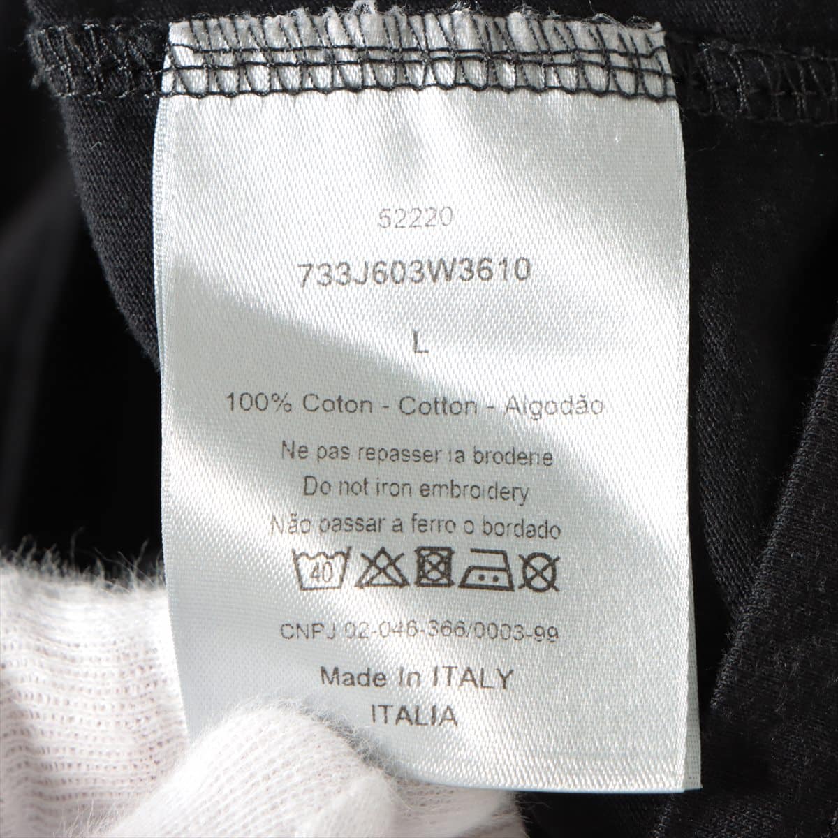 ディオールオム 17年 コットン Tシャツ L メンズ ブラック  立体ロゴ