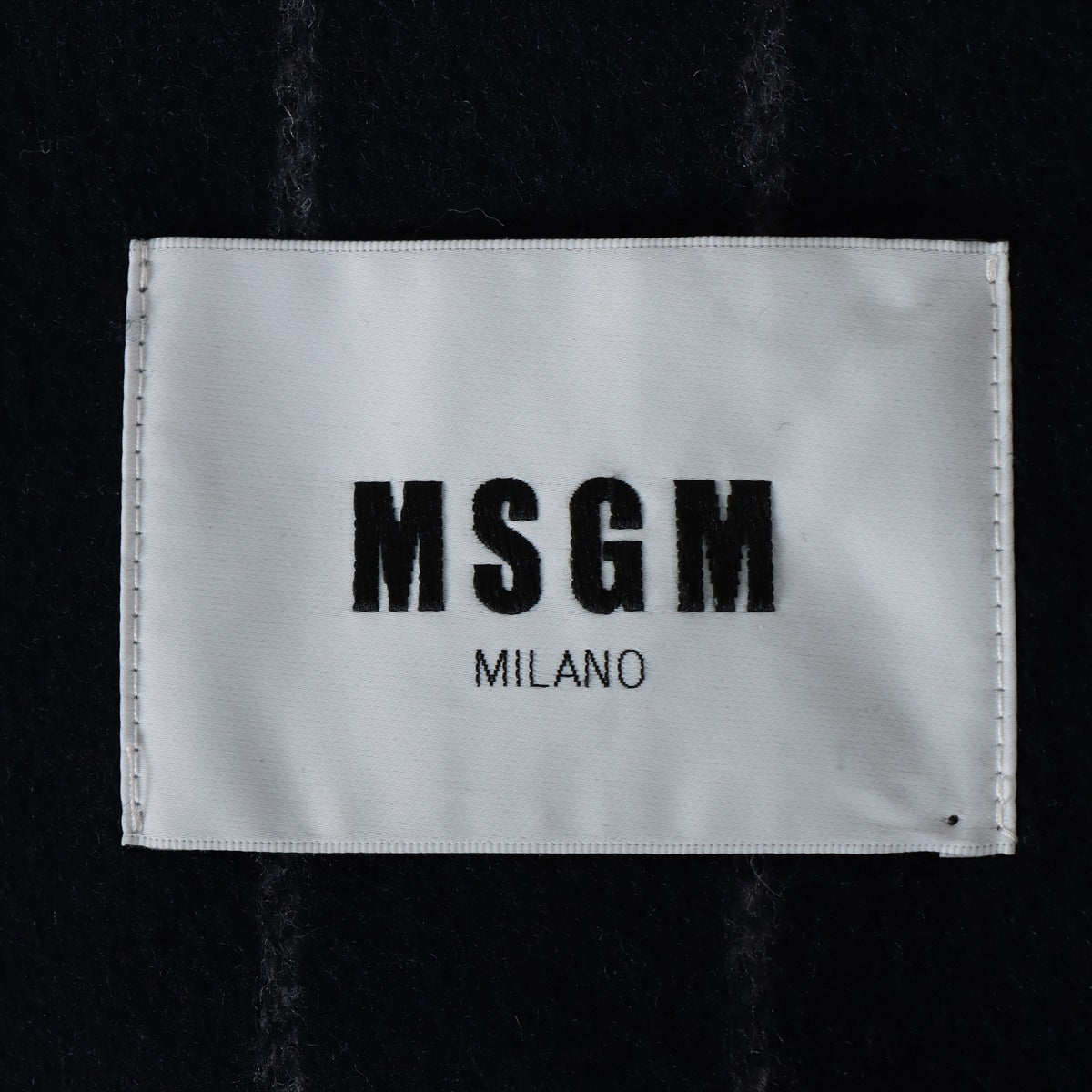 MSGM ウール×ナイロン チェスターコート 38 レディース ネイビー  ストライプ レース