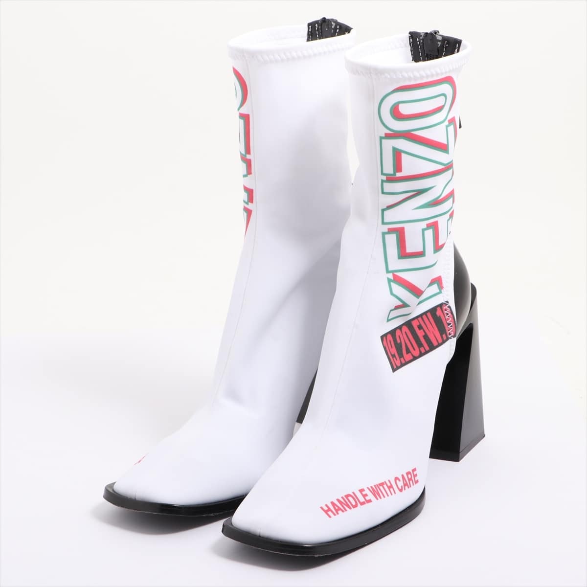 ケンゾー ナイロン ショートブーツ 38 レディース ホワイト K Square Heeled Boots