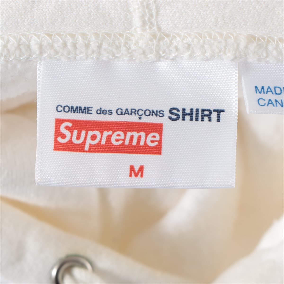 シュプリーム×コムデギャルソンシャツ 17SS コットン パーカー M メンズ ホワイト  Box Logo Hooded Sweatshirt