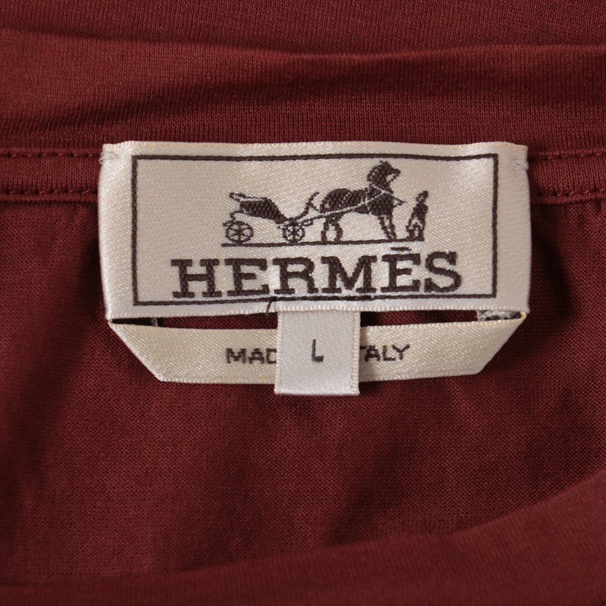 美品 エルメス 半袖ポケットTシャツ コットン メンズ 赤茶系 L HERMES